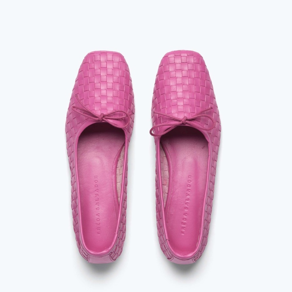 Freda Salvador Pink Woven Square-Toe Ballet Flats
